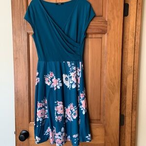 Laksmi wrap dress floral teal size L